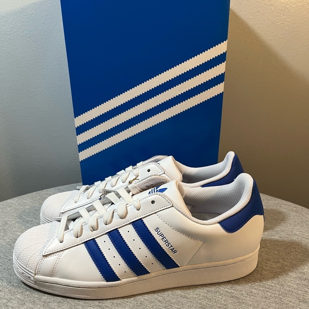 Adidas Superstar Cloud White Blue  Casual Sneakers Men's Shoe Size 10 IG9368​​ - Picture 4 of 12